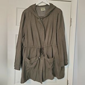 Plus Size Green Long Utility Jacket